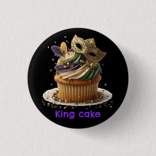 Chapa Redonda De 2,5 Cm Celebración de Cupcake Mascarado de Mardi Gras