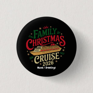 Chapa Redonda De 2,5 Cm Celebración de viaje de crucero de Navidad familia
