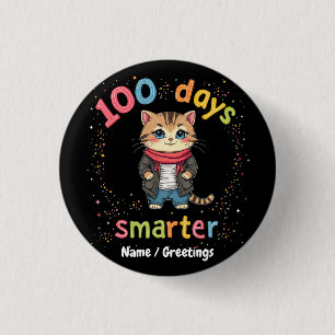 Chapa Redonda De 2,5 Cm Celebrar ser el Personalizable "100 días más intel