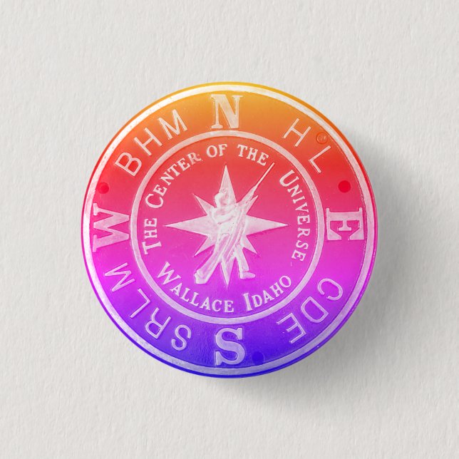 Chapa Redonda De 2,5 Cm Centro del Universo en Wallace Idaho V2 (Anverso)