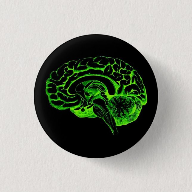 Chapa Redonda De 2,5 Cm Cerebro del zombi (Anverso)
