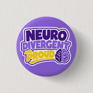 Chapa Redonda De 2,5 Cm Cerebro Neurodivergente y Orgulloso
