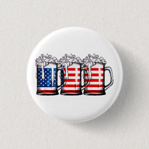 Chapa Redonda De 2,5 Cm Cerveza Bandera Americana 4 de Julio Hombres Mujer