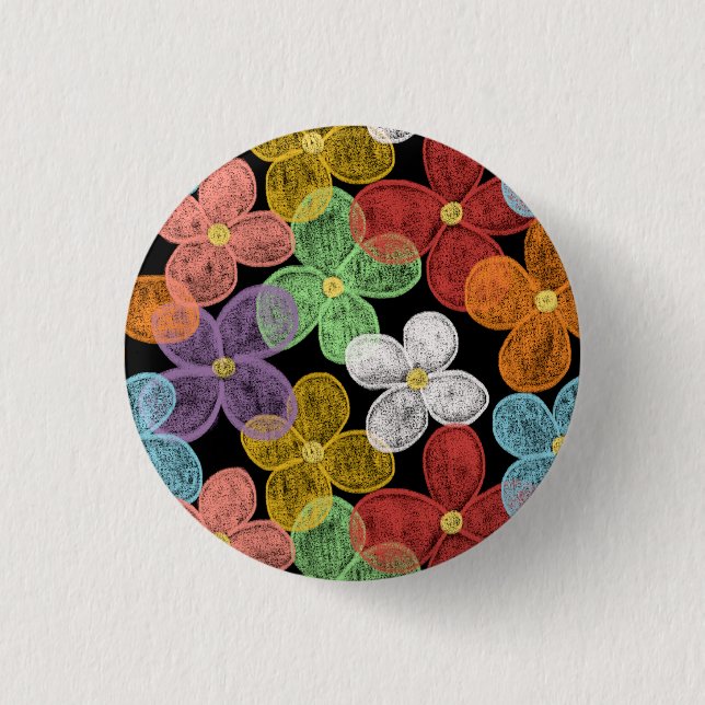 Chapa Redonda De 2,5 Cm Chalk Daisies (Anverso)