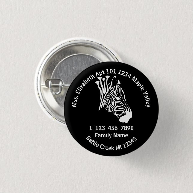 Chapa Redonda De 2,5 Cm Chalk White Lost Zebra Family Home Address Keychai (Anverso y reverso)