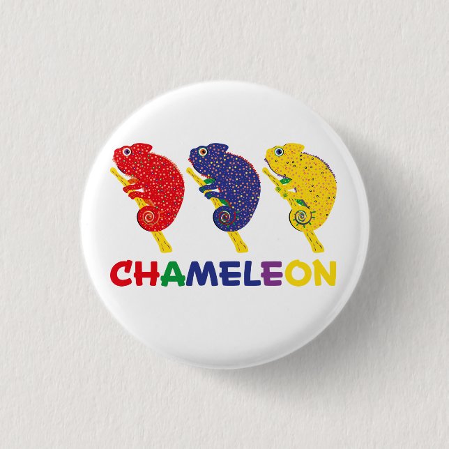 Chapa Redonda De 2,5 Cm Chameleon Changing (Anverso)