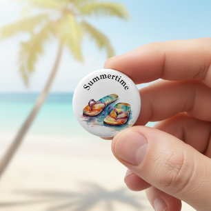 Chapa Redonda De 2,5 Cm Chanclas Arrecife Arcoíris, personalizadas