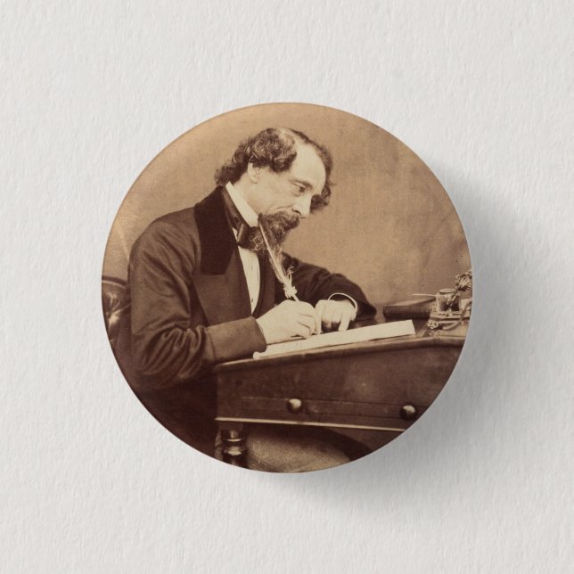 Chapa Redonda De 2,5 Cm Charles Dickens (Anverso)