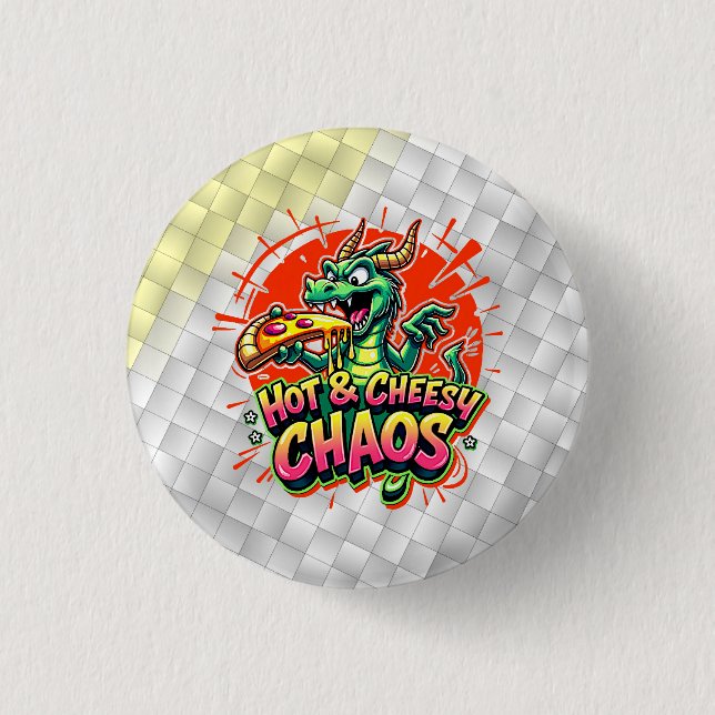 Chapa Redonda De 2,5 Cm Cheesy Dragon Delight (Anverso)