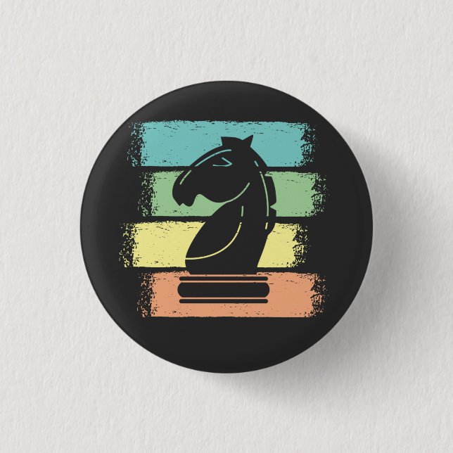 Chapa Redonda De 2,5 Cm Chess Horse Retro (Anverso)