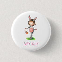 Chapa Redonda De 2,5 Cm Chica Bunny Happy Easter