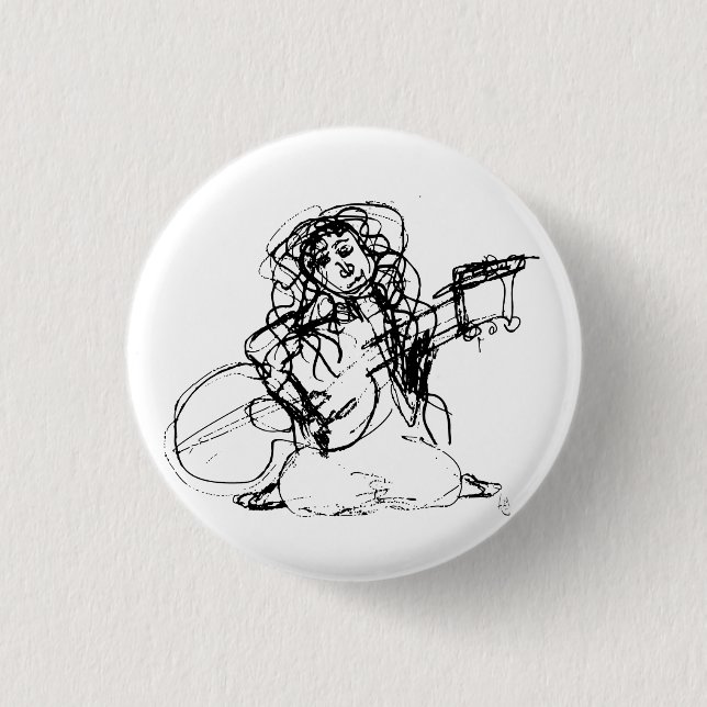 Chapa Redonda De 2,5 Cm Chica con la guitarra (Anverso)