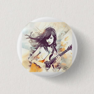 Chapa Redonda De 2,5 Cm Chica con vibraciones de música rock