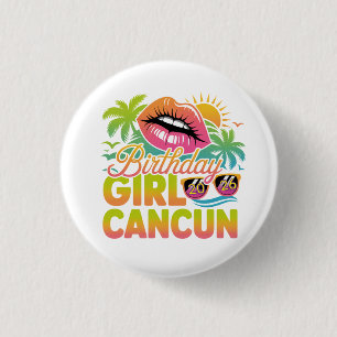 Chapa Redonda De 2,5 Cm Chica Cumpleañera Cancun 2026 Viaje de Vacaciones 