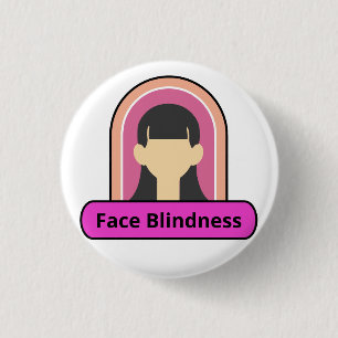 Chapa Redonda De 2,5 Cm chica de ceguera facial - rosa y blanco