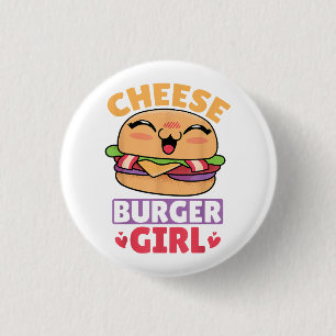 Chapa Redonda De 2,5 Cm Chica de Cheeseburger, Mujeres Hamburguesas y Chee