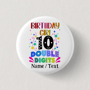 Chapa Redonda De 2,5 Cm Chica de cumpleaños 10 dígitos dobles