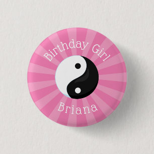 Chapa Redonda De 2,5 Cm Chica de fiesta de cumpleaños de karate
