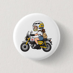 Chapa Redonda De 2,5 Cm Chica de Motocicleta Adorable – Dibujo Animado de 