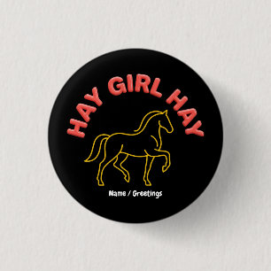Chapa Redonda De 2,5 Cm Chica Heno Chica Retro Gráfico De Caballo Chic Occ