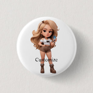 Chapa Redonda De 2,5 Cm Chica lindo Bonita Chica Thunder_Cove