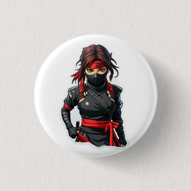 Chapa Redonda De 2,5 Cm Chica Ninja (Anverso)