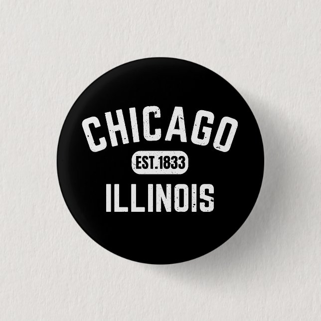 Chapa Redonda De 2,5 Cm Chicago Illinois (Anverso)