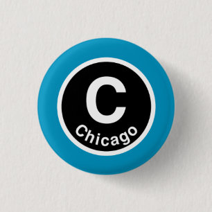 Chapa Redonda De 2,5 Cm Chicago L Chicago Blue Line