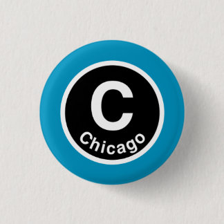 Chapa Redonda De 2,5 Cm Chicago L Chicago Blue Line