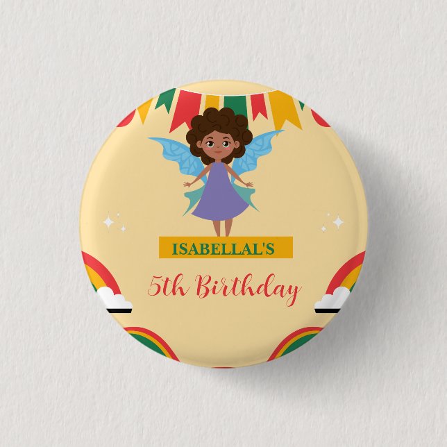Chapa Redonda De 2,5 Cm Chicas afro angel afroamericanos Cumpleaños (Anverso)