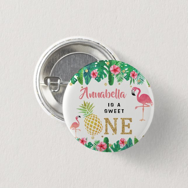 Chapa Redonda De 2,5 Cm Chicas de la Playa Tropical de Luau de Verano Prim (Anverso y reverso)