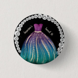 Chapa Redonda De 2,5 Cm Chicas Dulce 16 Vestidos y Diamantes de imitación 