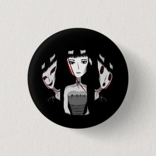 Chapa Redonda De 2,5 Cm Chicas Emo Negras