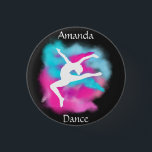 Chapa Redonda De 2,5 Cm Chicas Salto de baile bomba de color azul rosa con<br><div class="desc">La bomba de color rosa y azul del salto de danza con su nombre</div>