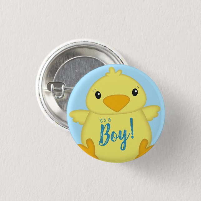Chapa Redonda De 2,5 Cm Chick Baby Shower Blue (Anverso y reverso)