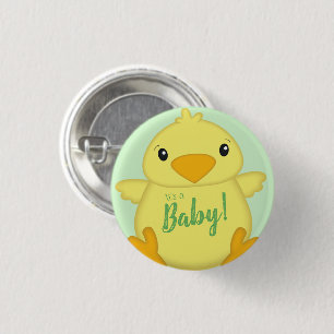 Chapa Redonda De 2,5 Cm Chick Baby Shower Green