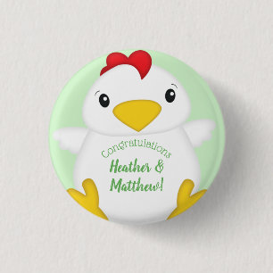 Chapa Redonda De 2,5 Cm Chicken Baby Shower Green