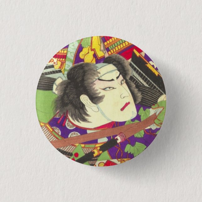 Chapa Redonda De 2,5 Cm Chikanobu Samurai 2:5 (Anverso)