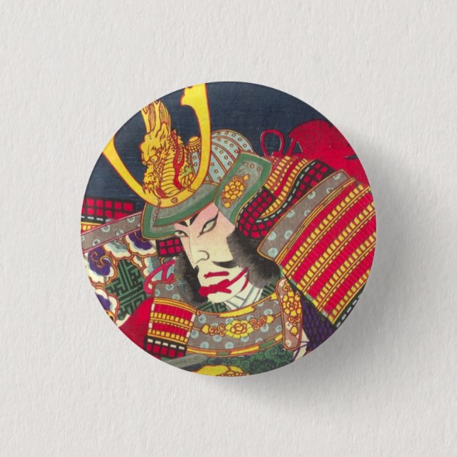 Chapa Redonda De 2,5 Cm Chikanobu Samurai 4:5 (Anverso)