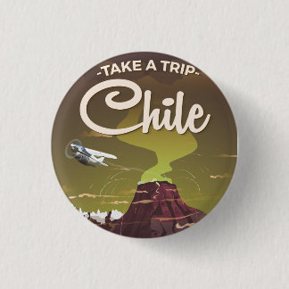 Chapa Redonda De 2,5 Cm Chile Volcano vintage travel poster