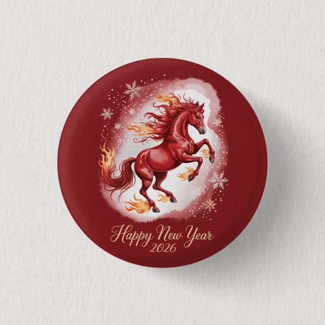 Chapa Redonda De 2,5 Cm Chinese New year of the Horse 2026 (Anverso)