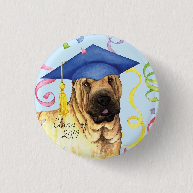 Chapa Redonda De 2,5 Cm Chinese Shar-Pei Graduate (Anverso)
