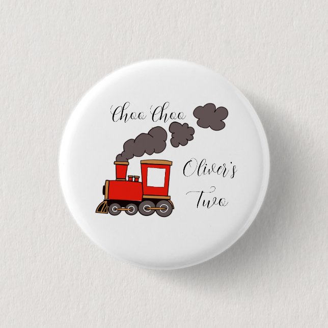 Chapa Redonda De 2,5 Cm Choo Choo soy cumpleaños de dos trenes rojos (Anverso)