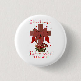 Chapa Redonda De 2,5 Cm Christian Coquette cross Bible verse Valentines 