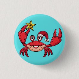 Chapa Redonda De 2,5 Cm Christmas Crab