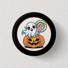 Chapa Redonda De 2,5 Cm Chupachups de Halloween Fantasma en Calabaza insig