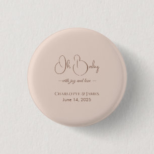 Chapa Redonda De 2,5 Cm Chupete de bebé minimalista moderno   Polvo Rosa