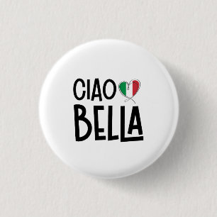Chapa Redonda De 2,5 Cm Ciao Bella-Cute Corazón de Italia