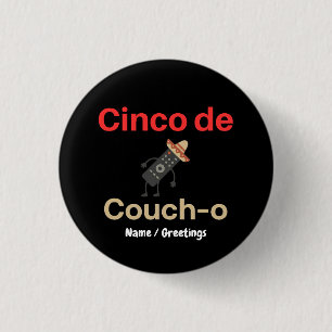 Chapa Redonda De 2,5 Cm Cinco de Couch-o Control Remoto Sombrero Divertido