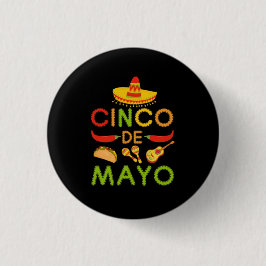 Chapa Redonda De 2,5 Cm Cinco de Mayo